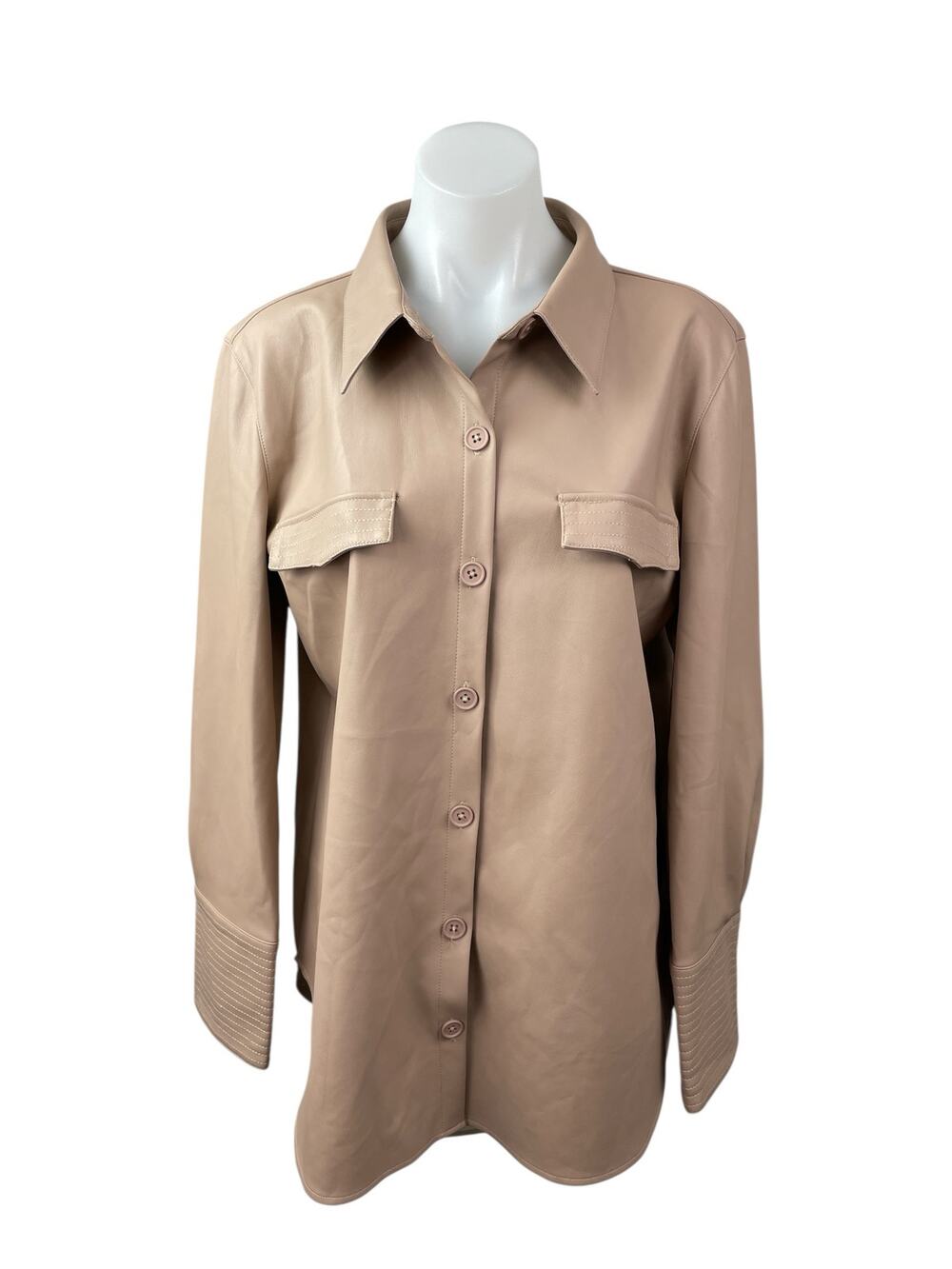 BB Dakota X Steve Madden Faux Vegan Leather Button Down Shacket Coat Jacket Sz M